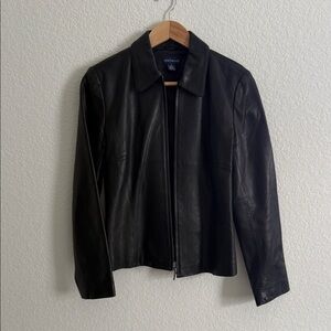 Ann Taylor 90s 100% Leather Black Jacket Size S